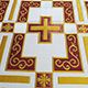 Fabric white with dark red (Latin Cross) liturgical vestments