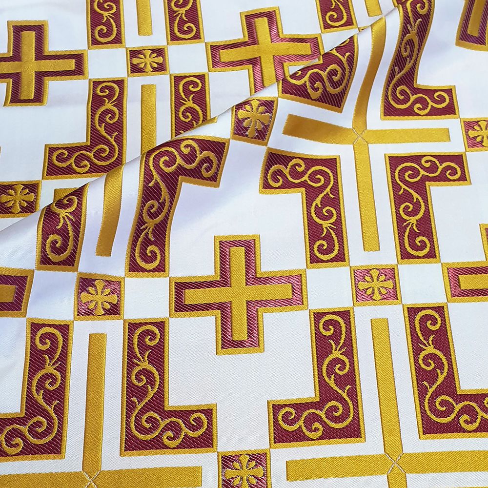 Fabric white with dark red (Latin Cross) Fabric white with dark red (Latin Cross)