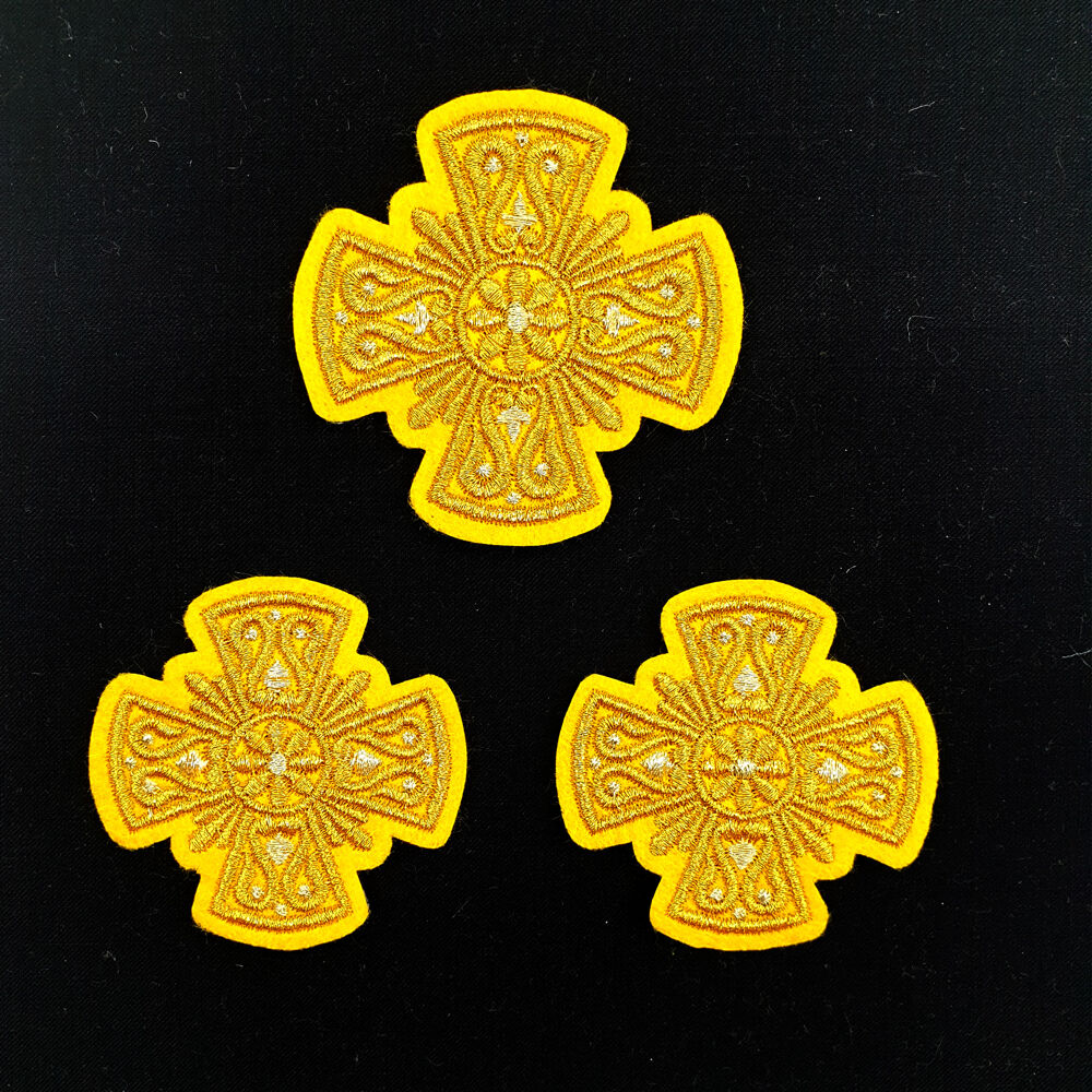 A set of embroidered  crosses for Chalice Covers (Easter)