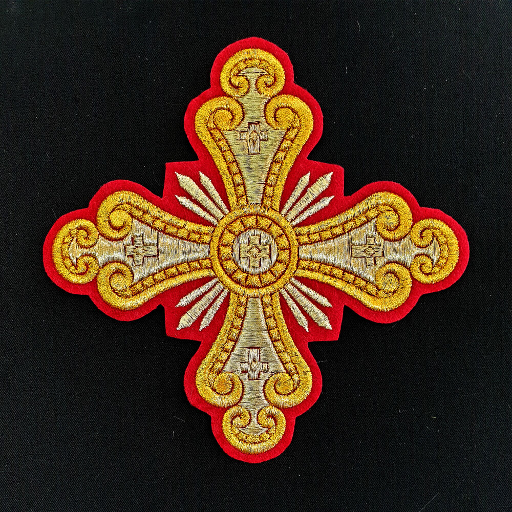 Embroidered cross for altar server vestment (Annunciation)