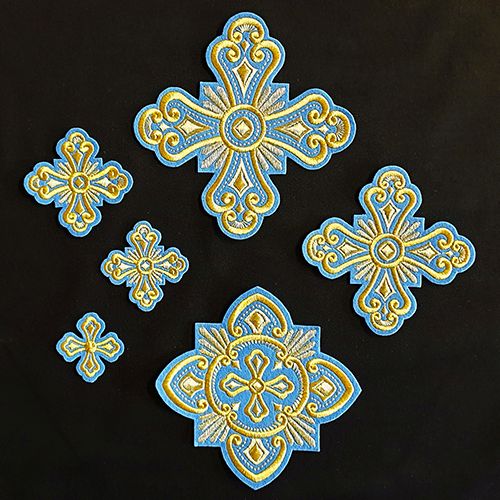 Crosses for Bishop Vestment skyblue with gold (Princess)