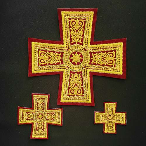 Crosses for Deacon Vestment Dark Red with Gold Set (Uspensky)