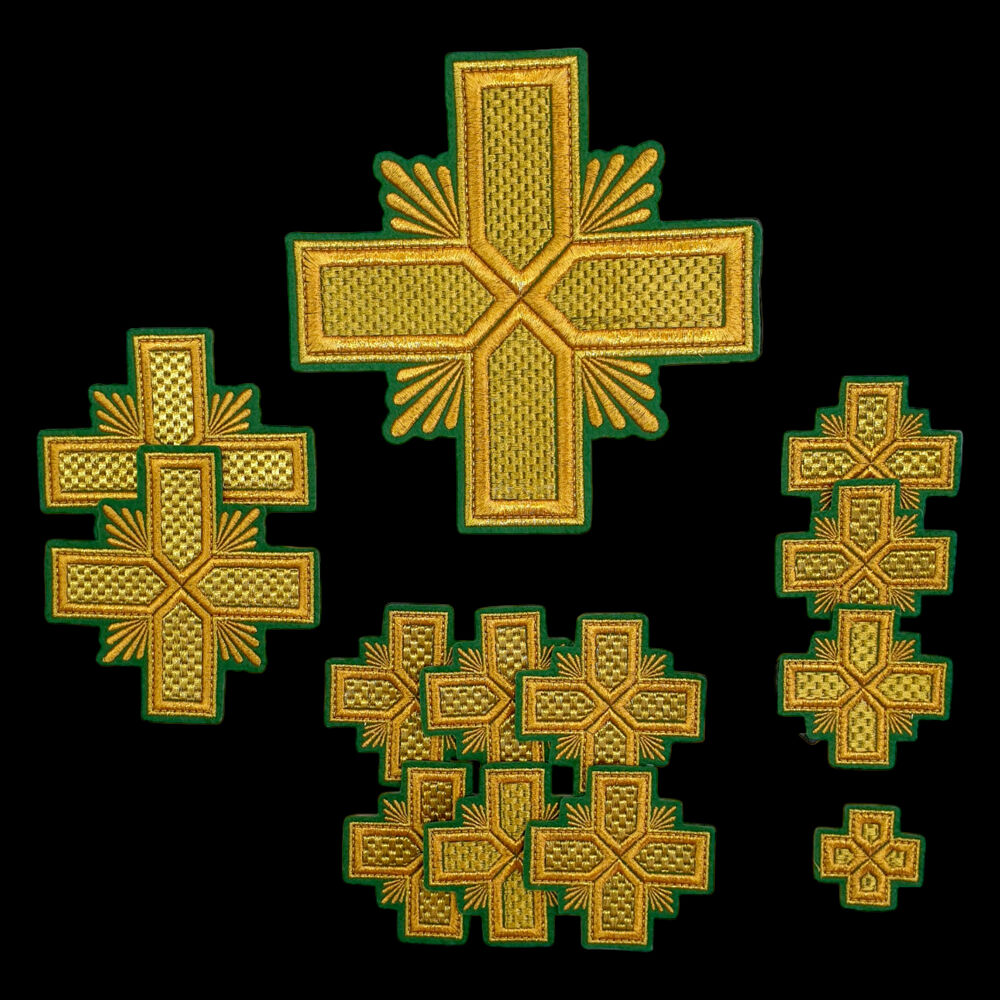 Set of embroideried crosses for Greek priestly vestments (Athos)