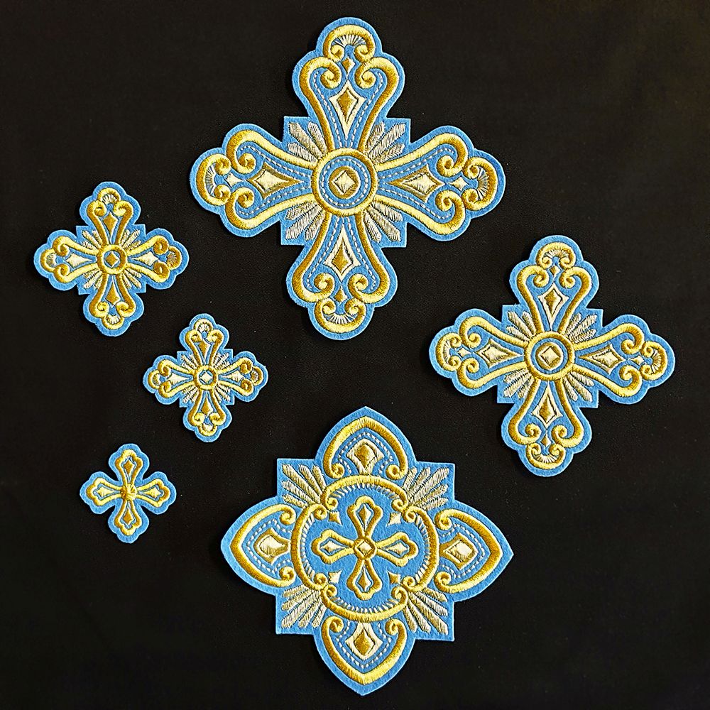 Crosses for Bishop Vestment skyblue with gold (The Entry)