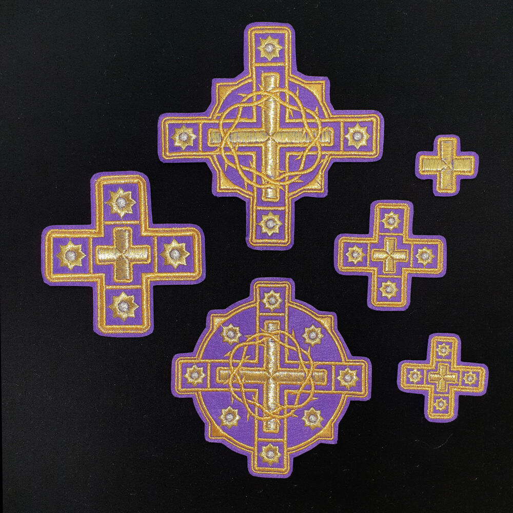 Hierarchal embroidered crosses for vestments (Crown of thorns)