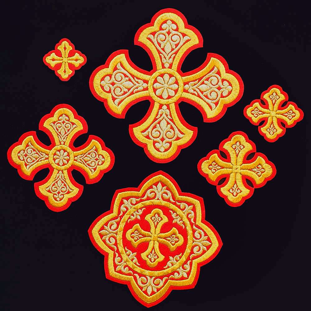 Set of embroidered crosses for priest vestment (Epiphany)
