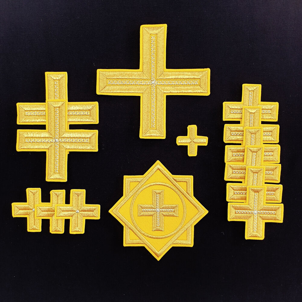 Set of embroidered crosses for priestly vestments (Greek)