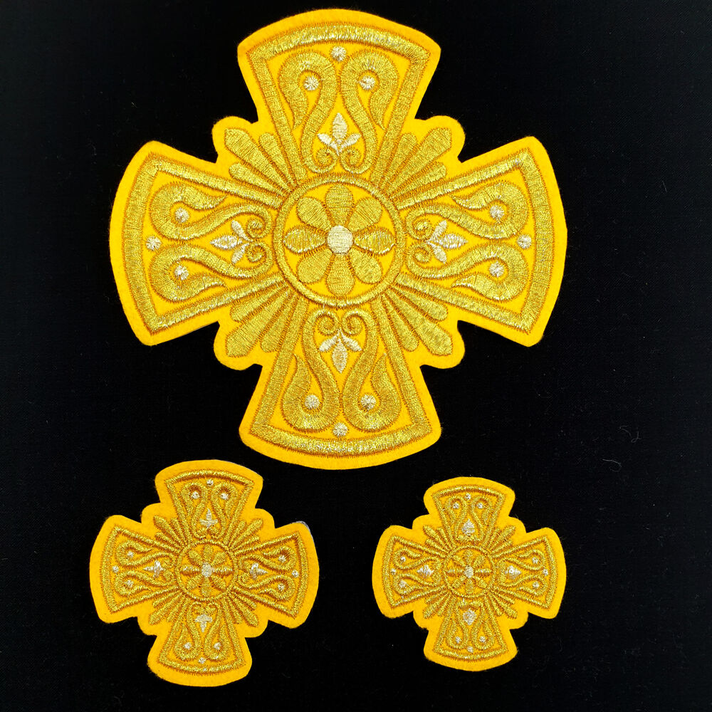 Set of crosses for yellow deacon vestments (Easter)