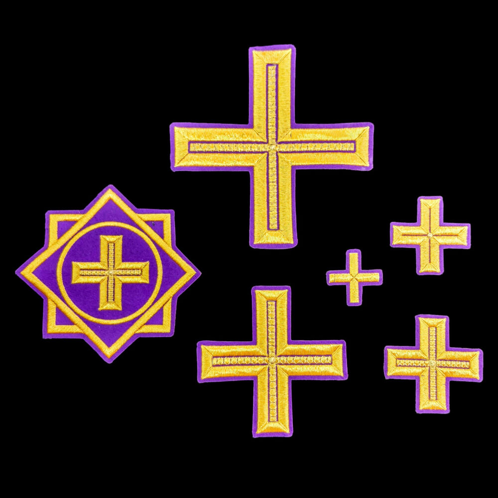 Set of embroidered crosses for vestment (Greek)