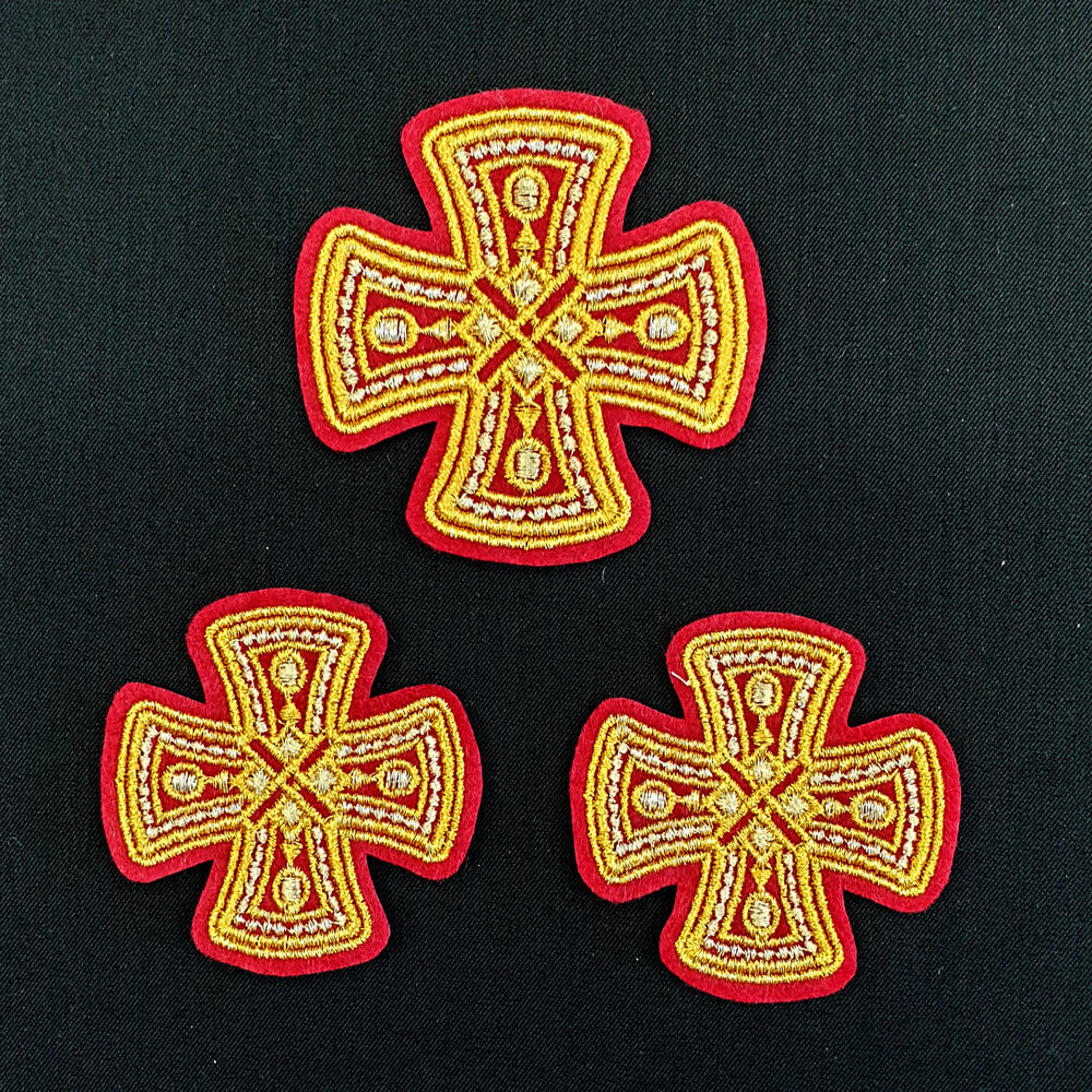 A set of embroidered crosses for Chalice Covers (Transfiguration)