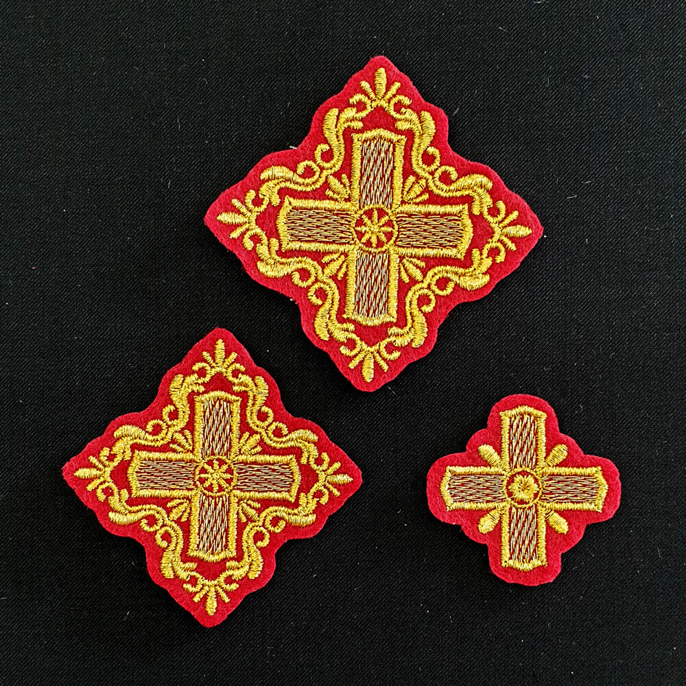 A set of embroidered crosses for the stole set (Christmas)