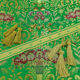 Green brocade for vestments (Bouquet) for sale
