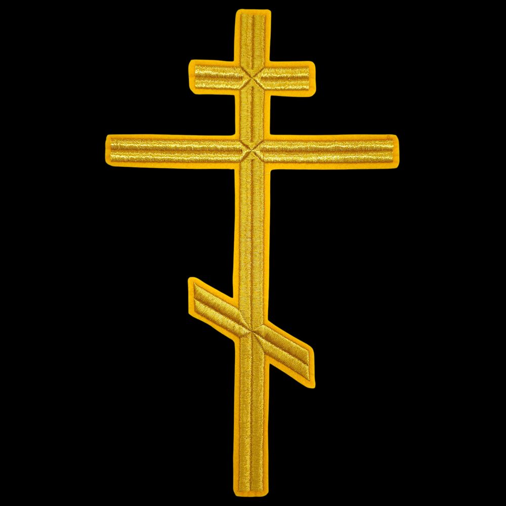Embroidered gold cross for temple vestments Embroidered gold cross for temple vestments