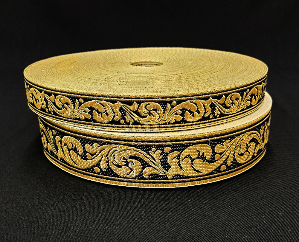 Galloon for vestments (Pochaevsky) black with gold Galloon for vestments (Pochaevsky) black with gold