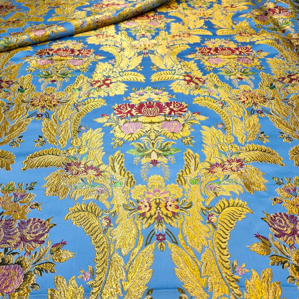 Blue brocade for vestments (Hebron) Blue brocade for vestments (Hebron)