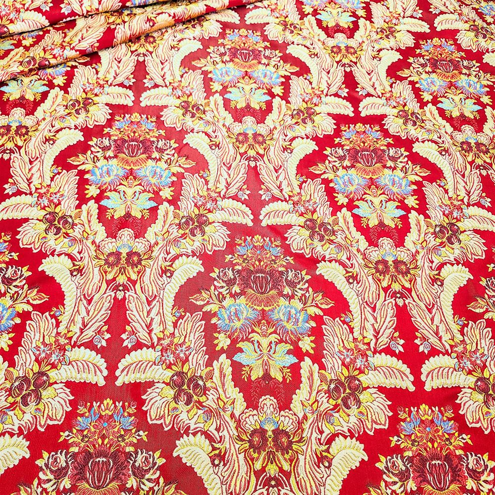 Brocade for robes (Pokrovskaya) red with blue Brocade for robes (Pokrovskaya) red with blue