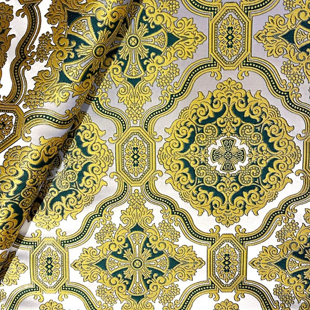 Brocade for the vestments (Epiphany) white with green Brocade for the vestments (Epiphany) white with green