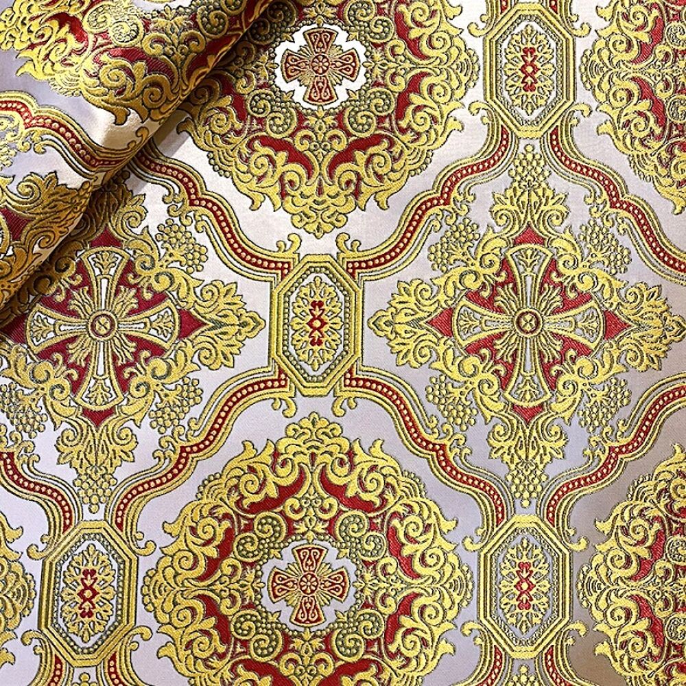 Brocade for the vestments (Epiphany) white with red Brocade for the vestments (Epiphany) white with red