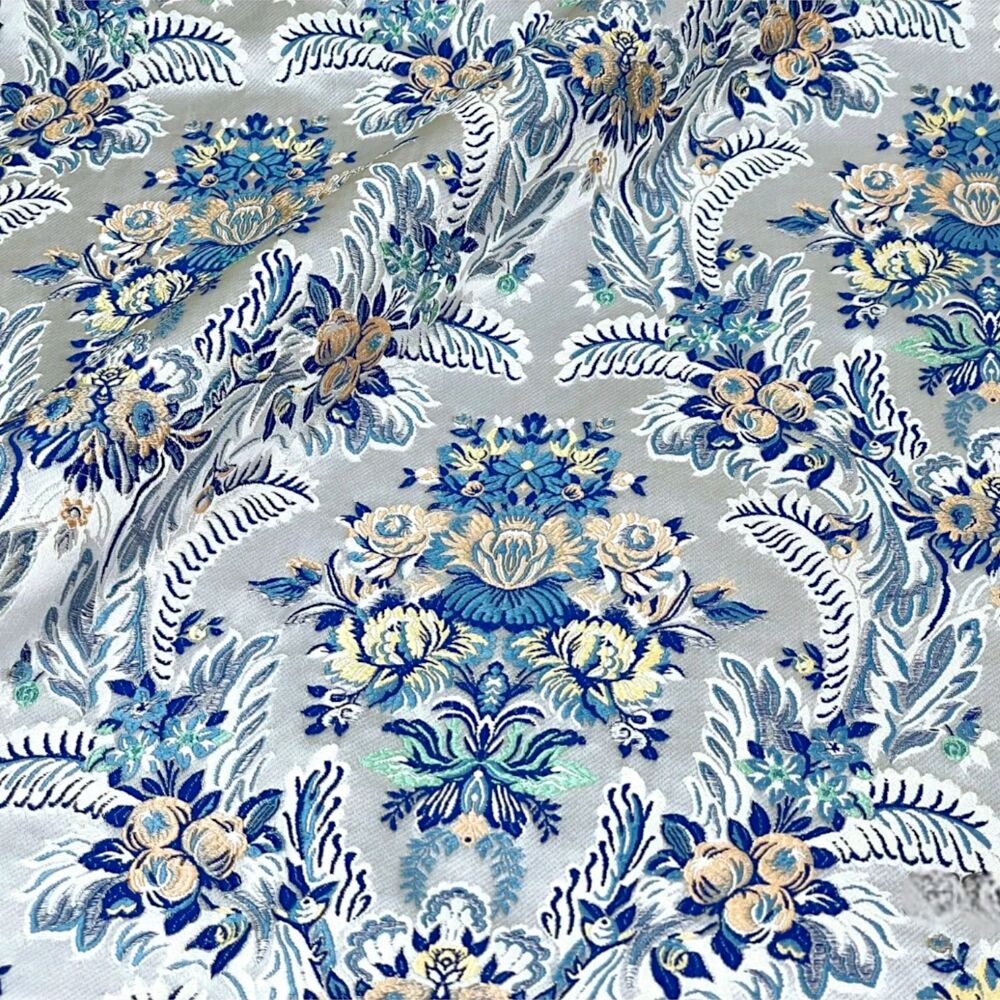 Brocade for robes (Pokrovskaya) white with blue Brocade for robes (Pokrovskaya) white with blue