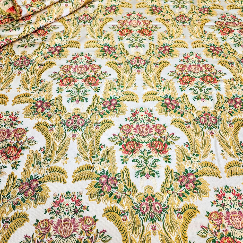 Brocade for robes (Pokrovskaya) white with yellow Brocade for robes (Pokrovskaya) white with yellow