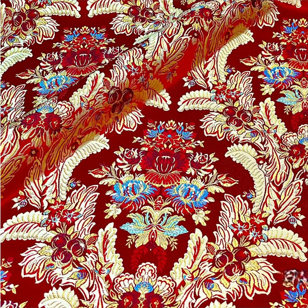 Brocade for robes (Pokrovskaya) red with blue Brocade for robes (Pokrovskaya) red with blue