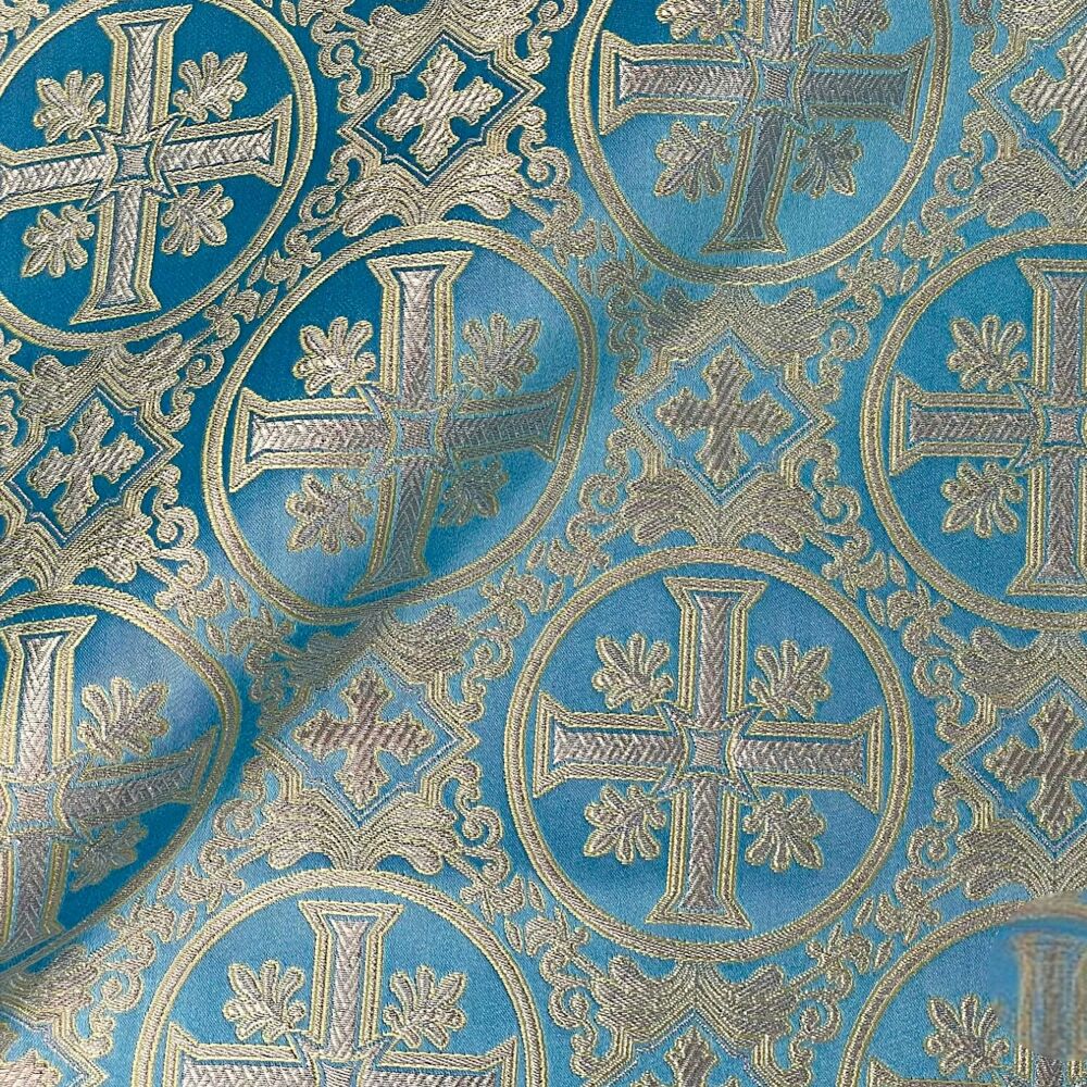 (Solunskaya) brocade blue with light gold (Solunskaya) brocade blue with light gold