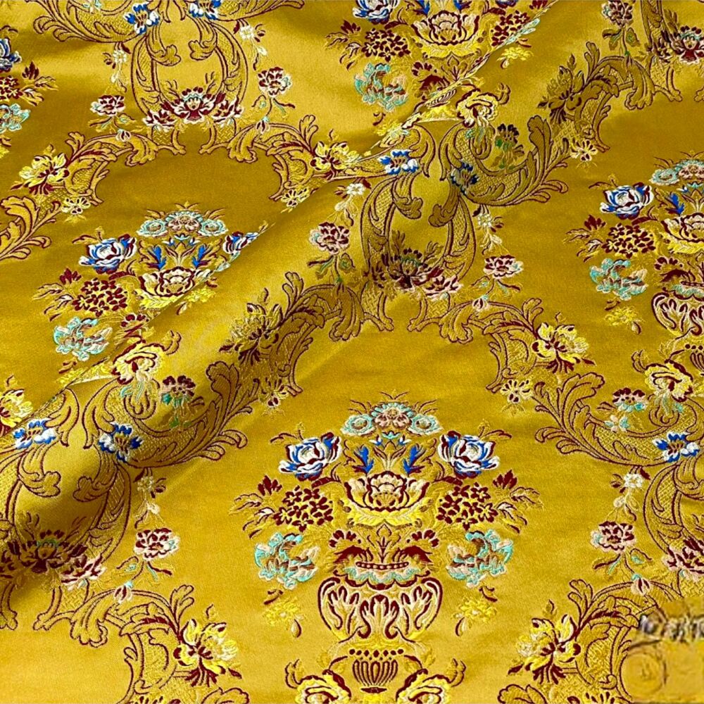 Yellow with burgundy brocade for vestments (Athenian) Yellow with burgundy brocade for vestments (Athenian)