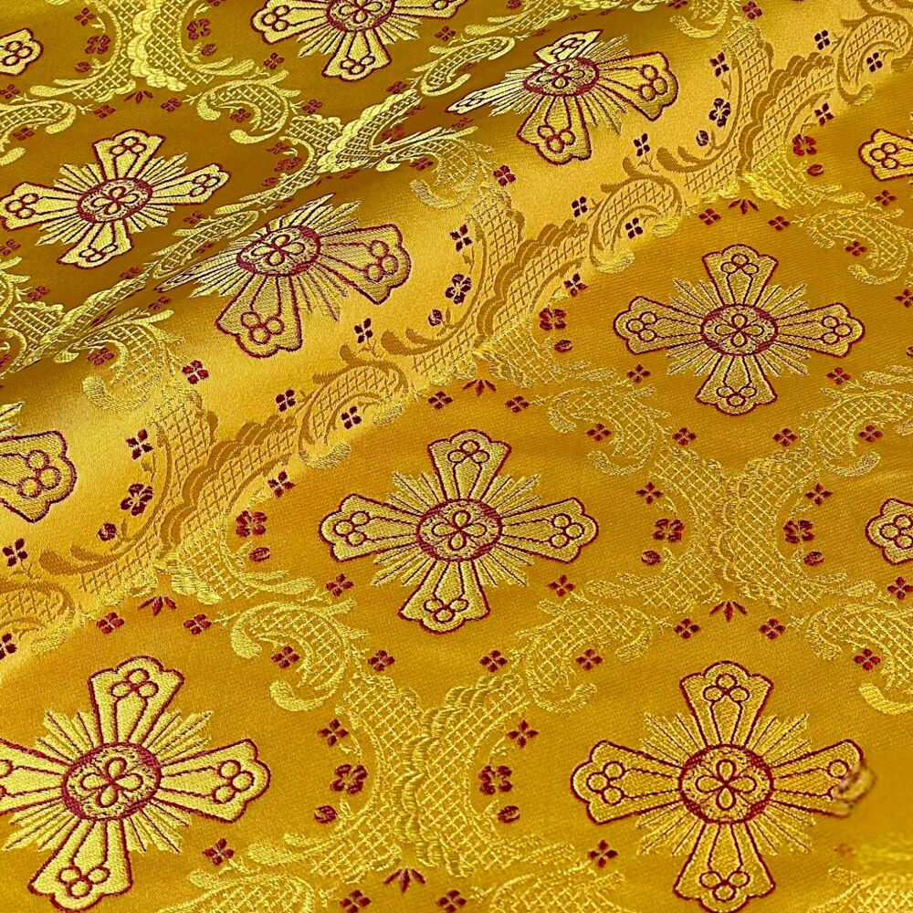 (Trifonovskaya) brocade yellow with dark red (Trifonovskaya) brocade yellow with dark red