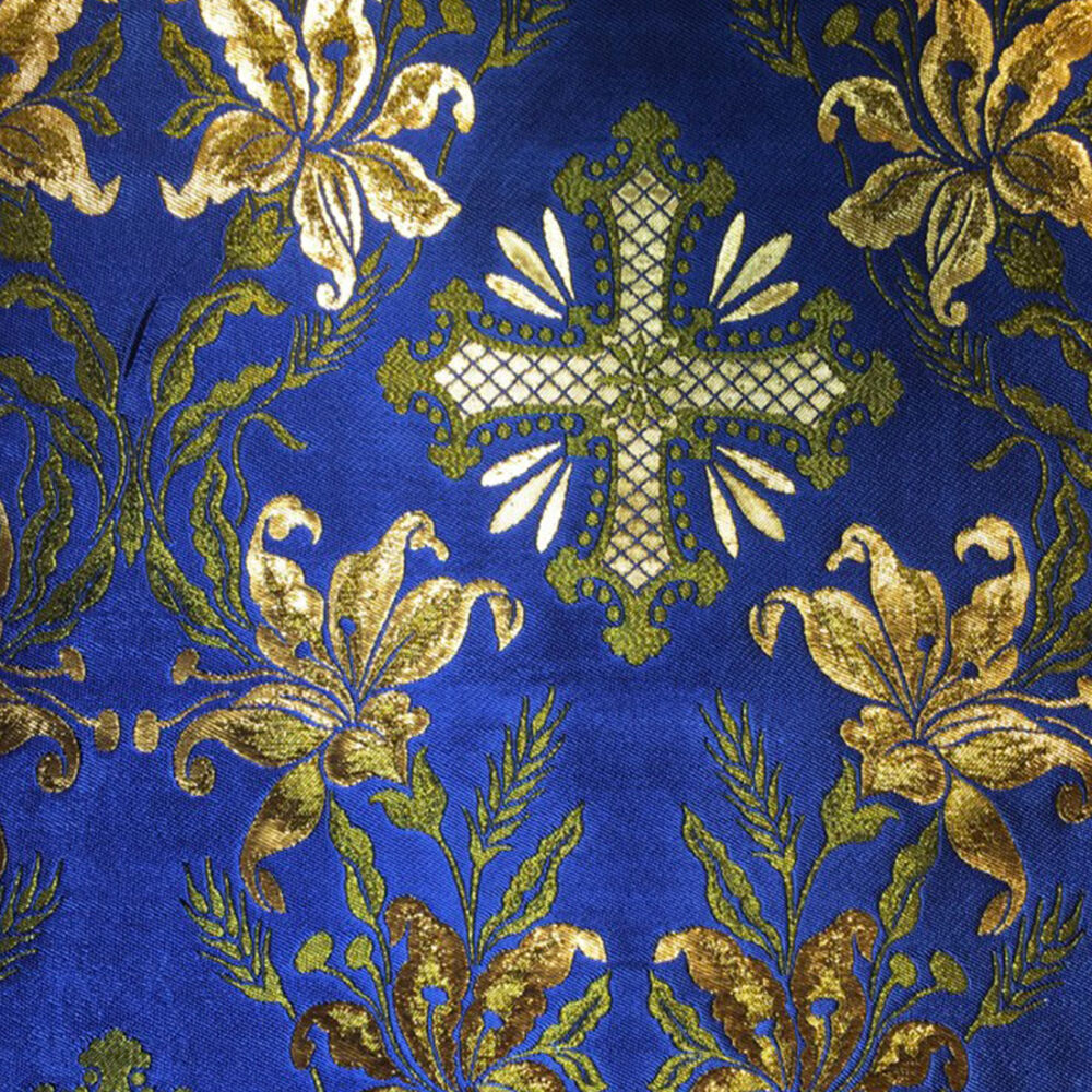 Blue brocade for vestments (Fadeless Flower)