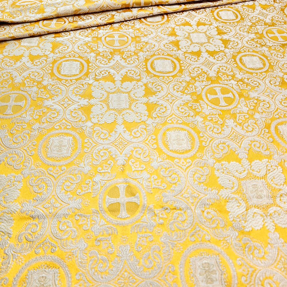 Greek Fabric yellow with silver (Feofania) Greek Fabric yellow with silver (Feofania)