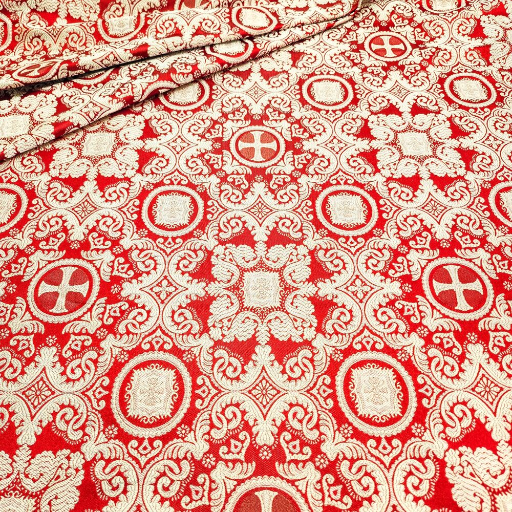 Greek Fabric red with silver (Feofania) Greek Fabric red with silver (Feofania)