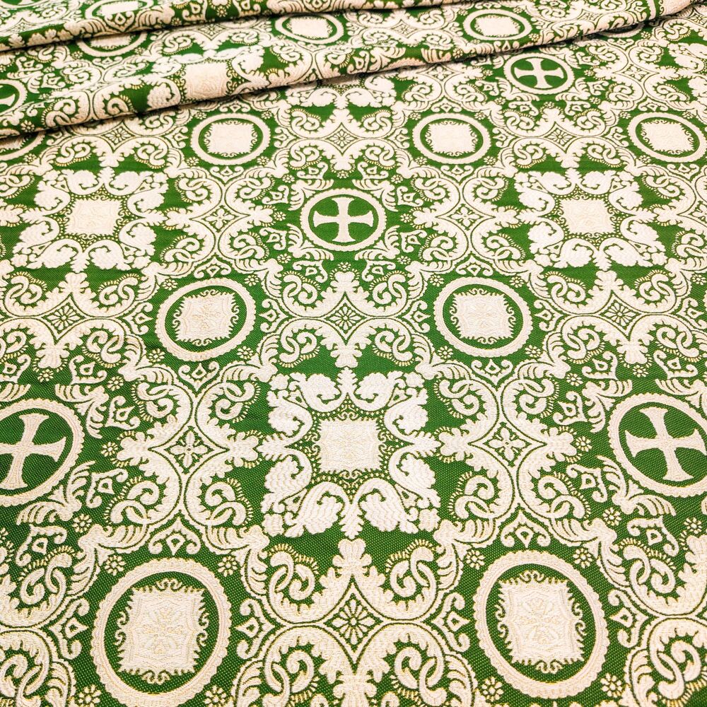 Greek Fabric green with silver (Feofania) Greek Fabric green with silver (Feofania)