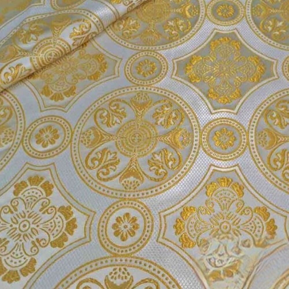 White with gold brocade for vestments (Drevlyanska) White with gold brocade for vestments (Drevlyanska)