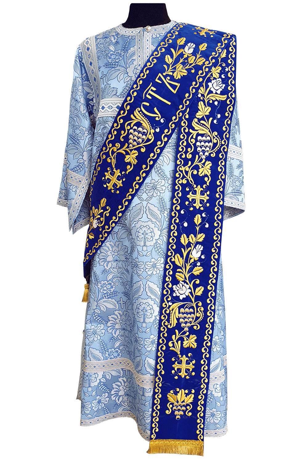 Embroidered double orarion blue