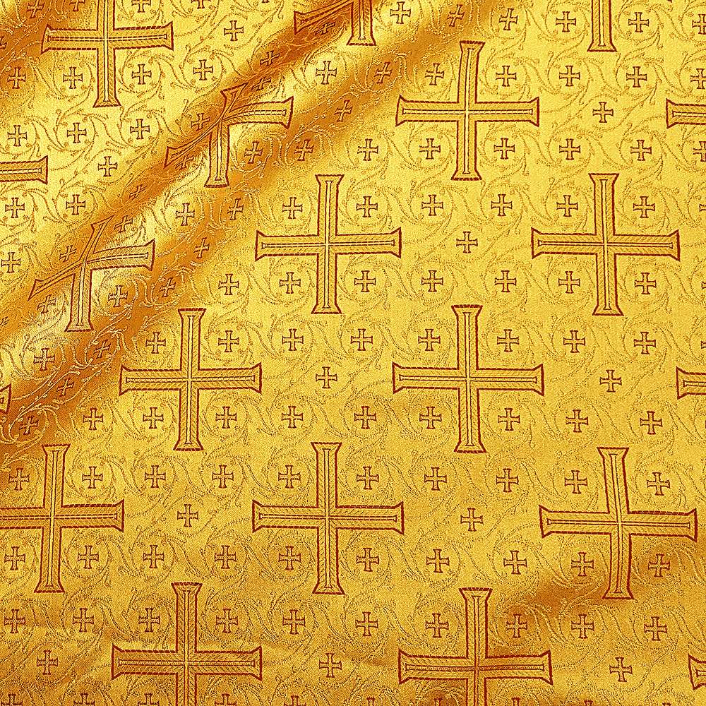 Fabric for Liturgical Vestments Sewing yellow (Byzantine Cross)