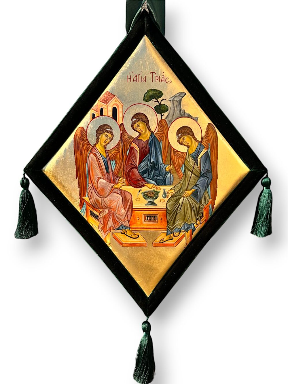 Painted palitsa with an icon (Holy Trinity) Painted palitsa with an icon (Holy Trinity)