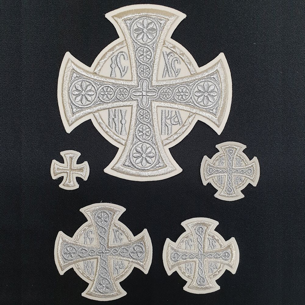 Set of White Crosses for Greek Vestments (Nika) Set of White Crosses for Greek Vestments (Nika)
