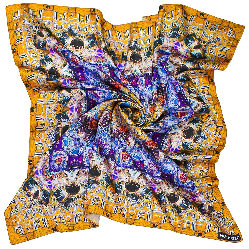 Silk Head Scarf for women (St Volodymyr's Cathedral yellow)