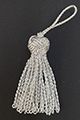 Tassel with large knot lurex 7 cm silver 