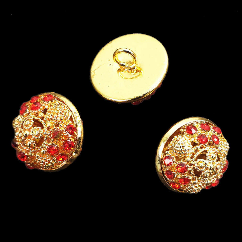Button for Priest Vestments, gold and red stones