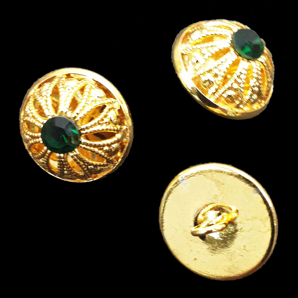 Buttons for Vestment, gold with green stone
