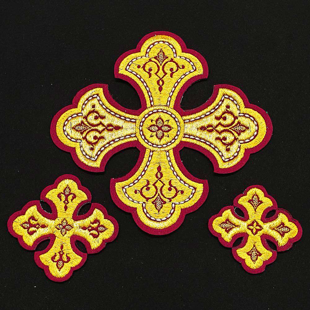 Crosses for Deacon's Vestments dark red (Lavra)