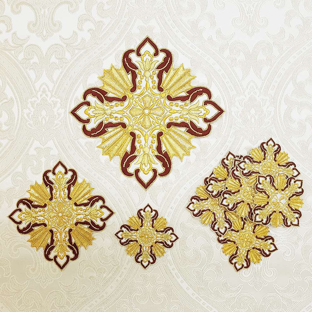 Set of Embroidered Crosses for Greek Vestments yellow