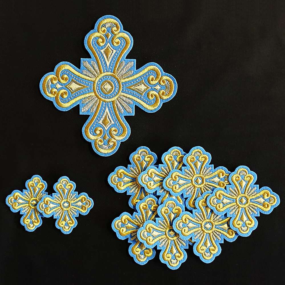 Crosses for Deacon Vestment skyblue with gold (Princess)