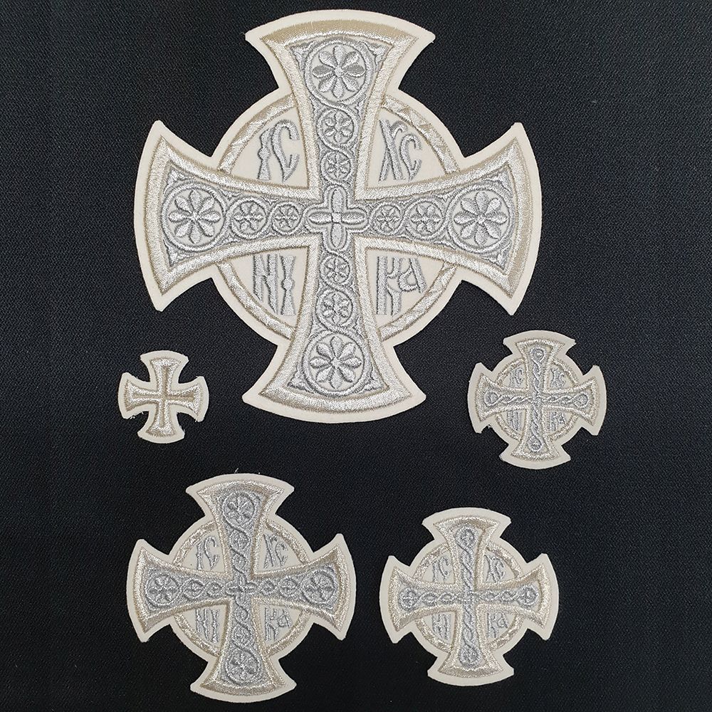Set of White Crosses for Greek Vestments (Nika)