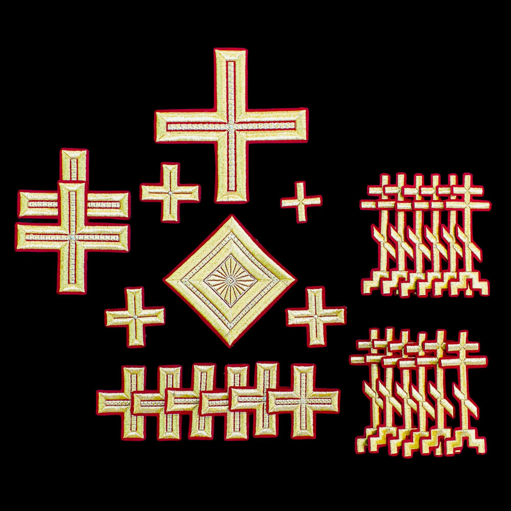 Set of embroidered crosses for Old Believer vestments (Greek)