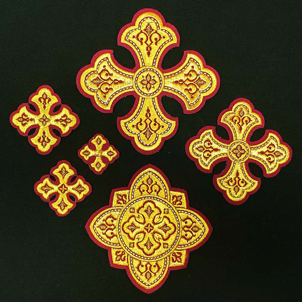 Set of Embroidered Crosses for Vestments (Lavra)