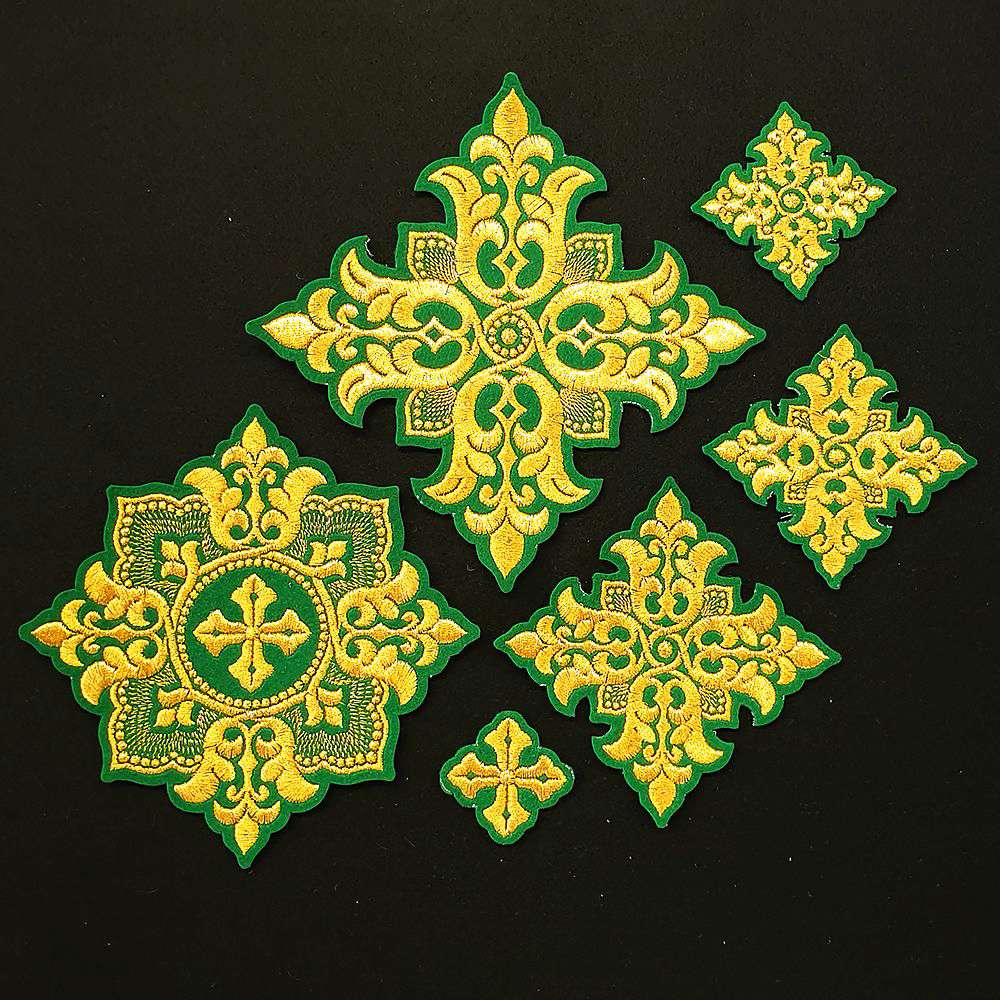 Set of Embroidered Crosses for Vestment (Tulip)