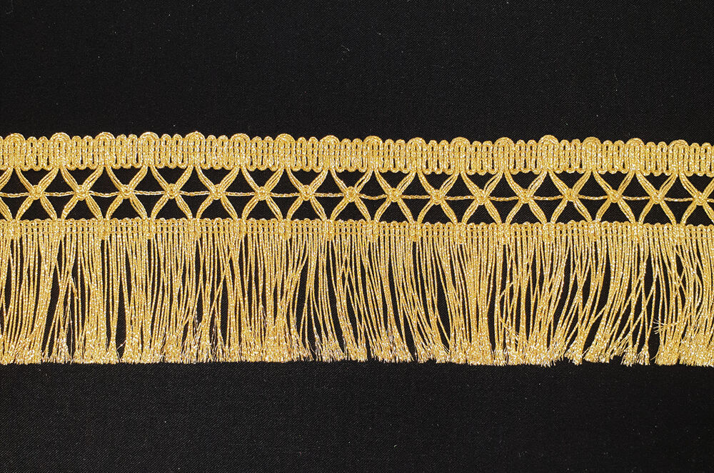 Twisted thread fringe on braid dark gold 5 cm