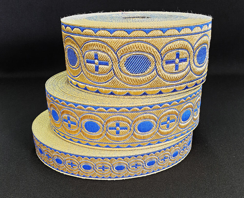 Galloon for vestments (Rhodes) blue with gold